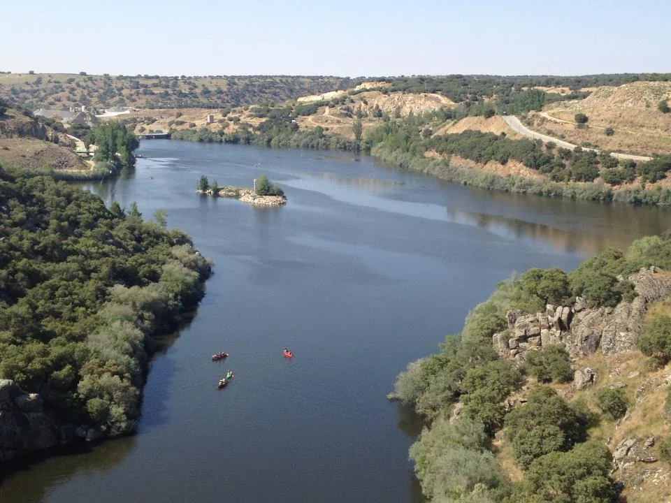 Vista del lago de Los Ángeles de San Rafael rodeado de naturaleza